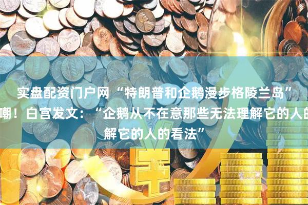 实盘配资门户网 “特朗普和企鹅漫步格陵兰岛”图遭群嘲！白宫发文：“企鹅从不在意那些无法理解它的人的看法”